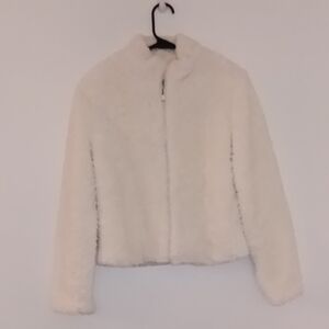Women's Plush Faux Fur Teddy Jacket - Cream